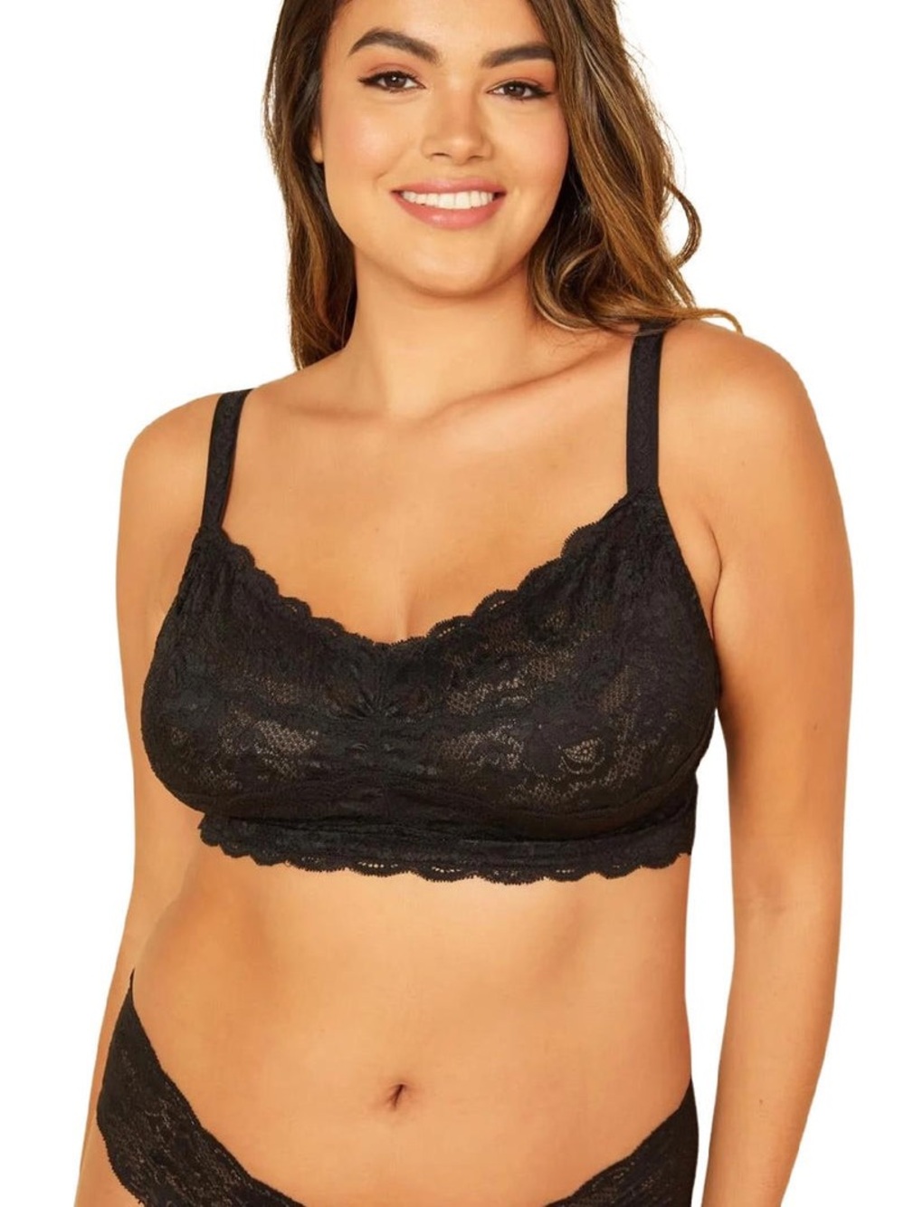 ⁠Cosabella Never Say Never Curvy Sweetie Hook Eye Lace Bralette Black Size Small